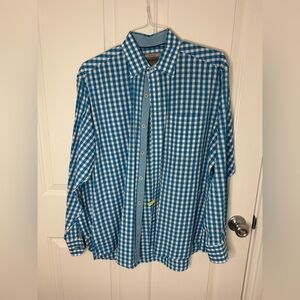 Johnston & Murphy cerulean blue/white gingham dress shirt Size Large